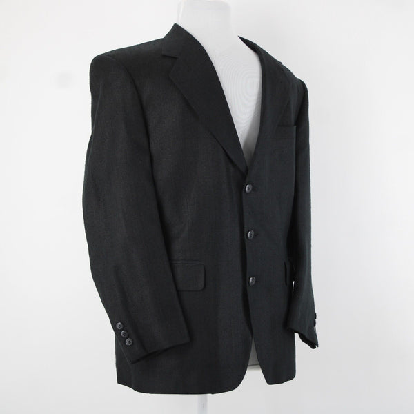 Hardy Ames Savile Row Sz 41R Black Collared Buttons Pockets 100% Silk Blazer