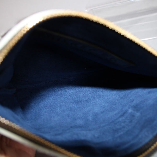 Gilkey Co 8.5 x 6 x 1 White Black Calf Hair Blue Suede Lined Wristlet Purse