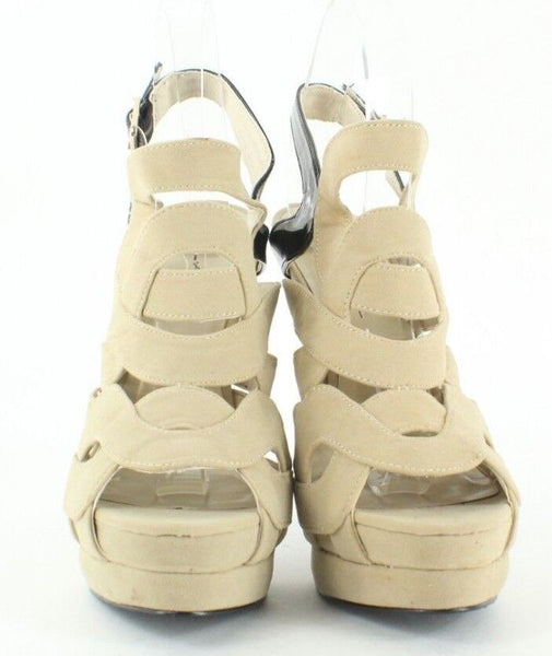 C Label New 7.5 Jocelyn Faux Suede Black Patent 1.25" Platform 5.25" Heels