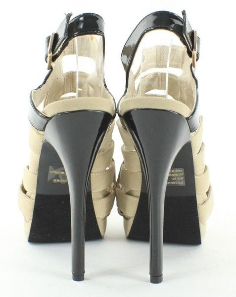 C Label New 7.5 Jocelyn Faux Suede Black Patent 1.25" Platform 5.25" Heels
