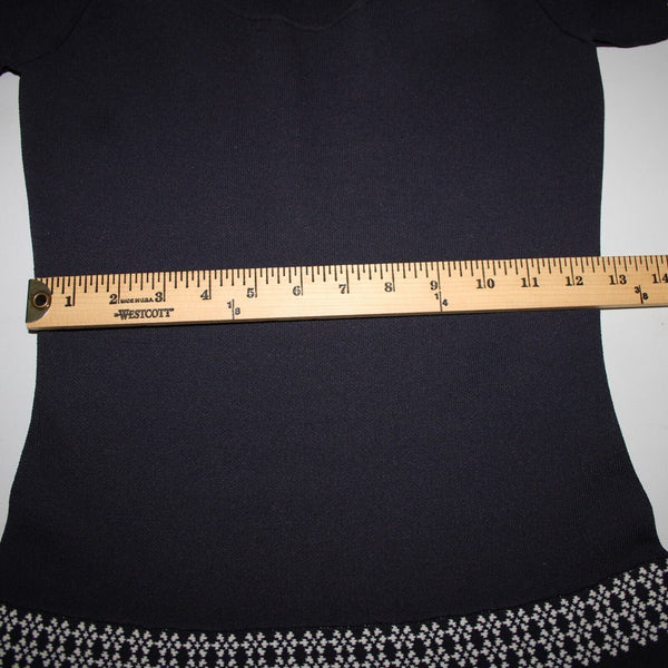 Ann Taylor NEW $149 Sz XS Blue White Tight Knit Fit Flare Rayon Nylon Dress