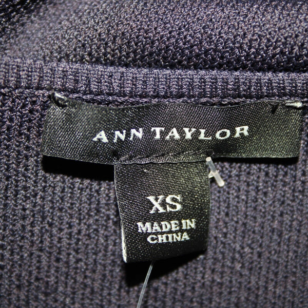 Ann Taylor NEW $149 Sz XS Blue White Tight Knit Fit Flare Rayon Nylon Dress
