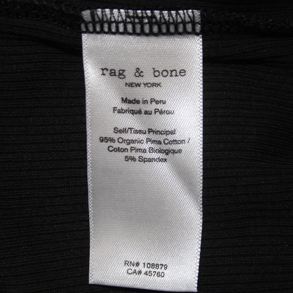 Rag And Bone Dress Sz SP Black Ribbed Long Sleeveless Organic Cotton Dress