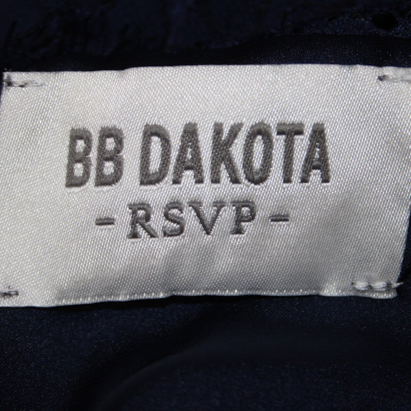 BB Dakota Dress NEW Oilslick Sz 6 Navy Blue Lace Lined Open Back Cotton Dress