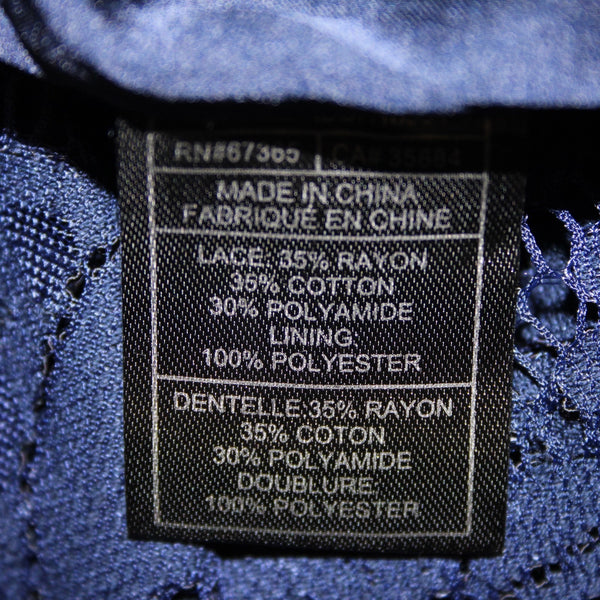 BB Dakota Dress NEW Oilslick Sz 6 Navy Blue Lace Lined Open Back Cotton Dress