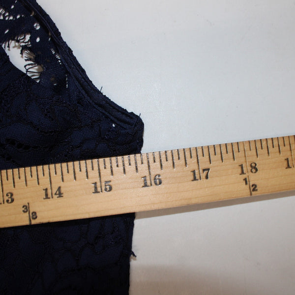 BB Dakota Dress NEW Oilslick Sz 6 Navy Blue Lace Lined Open Back Cotton Dress