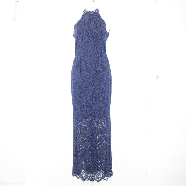 BB Dakota Dress NEW Oilslick Sz 6 Navy Blue Lace Lined Open Back Cotton Dress