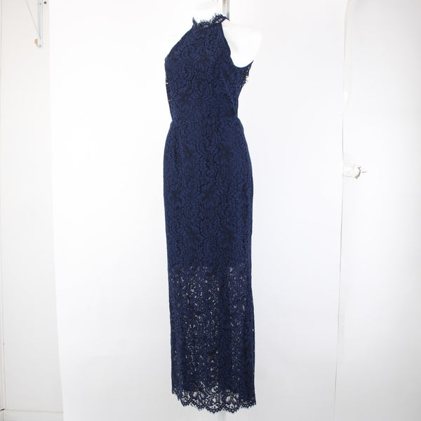 BB Dakota Dress NEW Oilslick Sz 6 Navy Blue Lace Lined Open Back Cotton Dress