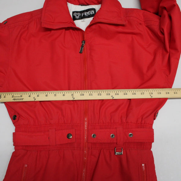 Fera Sz 8 Red Belted Pockets Inner Pockets Insulated Ski Nylon Suit