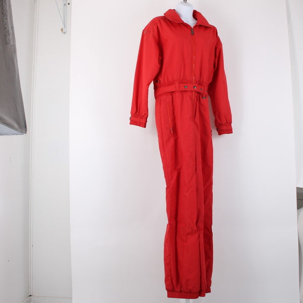 Fera Sz 8 Red Belted Pockets Inner Pockets Insulated Ski Nylon Suit