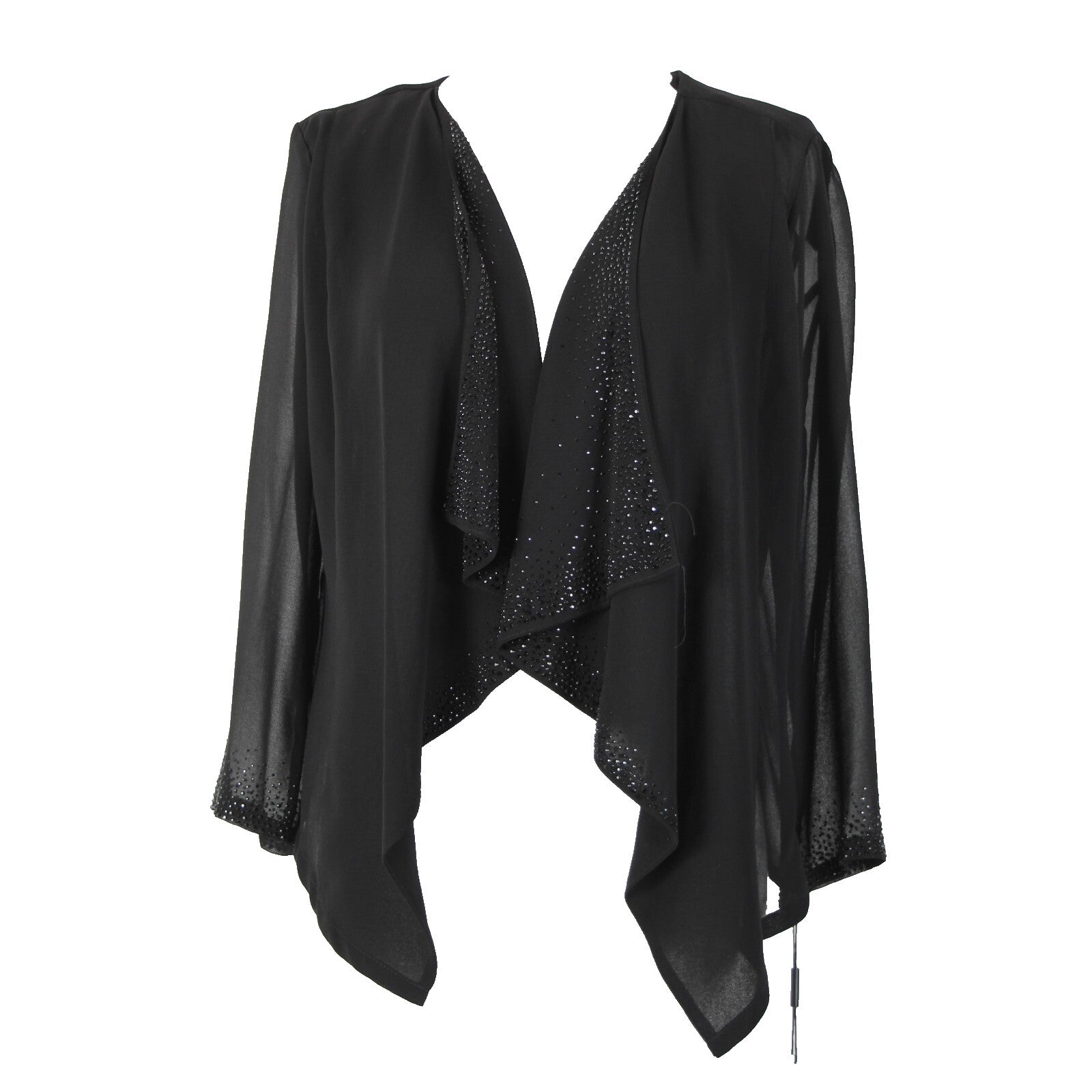Calvin Klein NEW $69 Sz S Black Rhinestones Sheer 100% Polyester Wrap Sweater