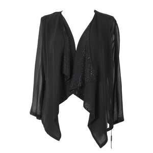 Calvin Klein NEW $69 Sz S Black Rhinestones Sheer 100% Polyester Wrap Sweater