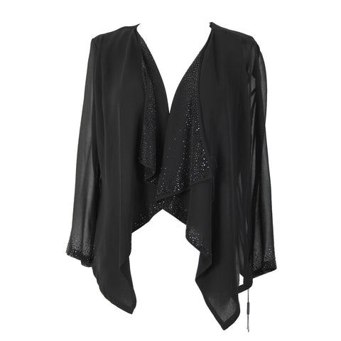 Calvin Klein NEW $69 Sz S Black Rhinestones Sheer 100% Polyester Wrap Sweater