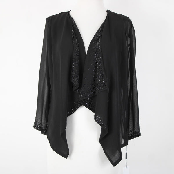Calvin Klein NEW $69 Sz S Black Rhinestones Sheer 100% Polyester Wrap Sweater