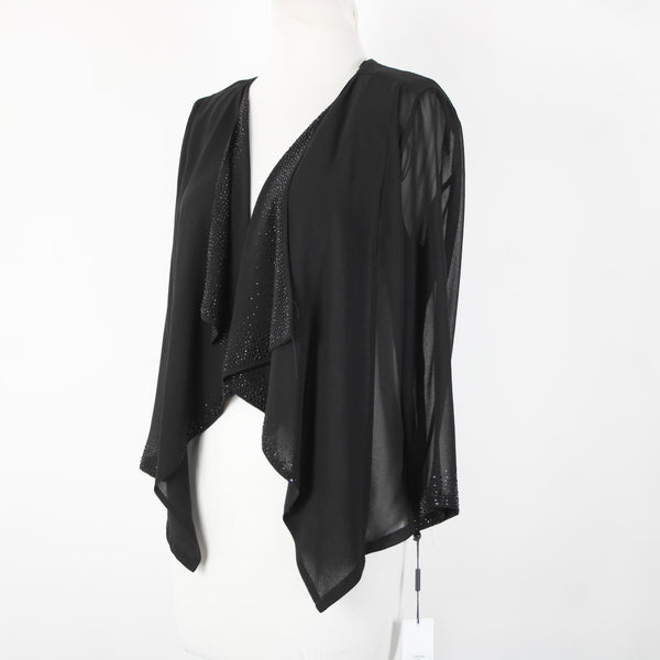 Calvin Klein NEW $69 Sz S Black Rhinestones Sheer 100% Polyester Wrap Sweater