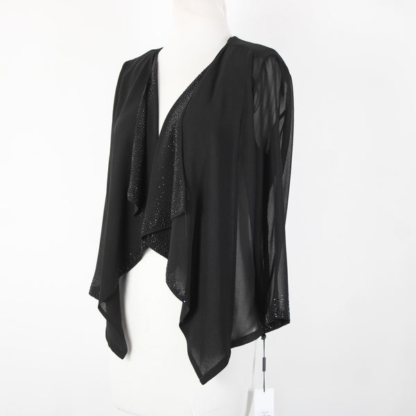 Calvin Klein NEW $69 Sz S Black Rhinestones Sheer 100% Polyester Wrap Sweater