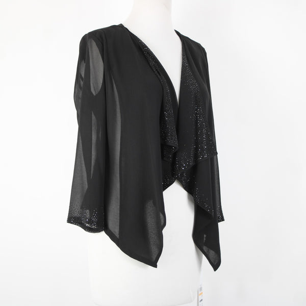 Calvin Klein NEW $69 Sz S Black Rhinestones Sheer 100% Polyester Wrap Sweater