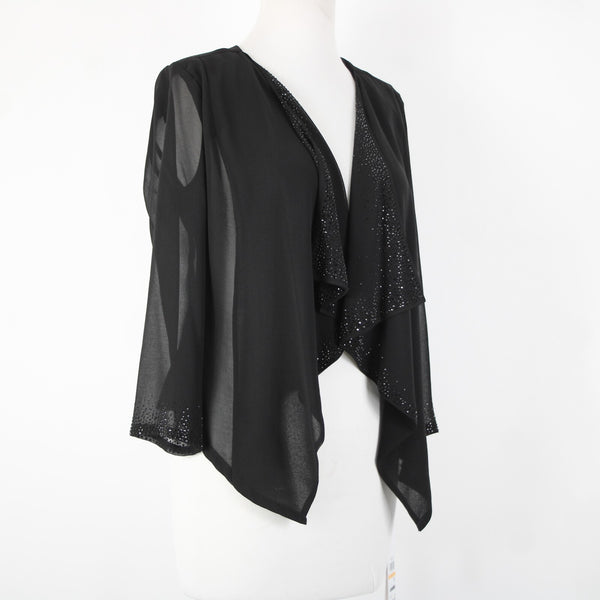 Calvin Klein NEW $69 Sz S Black Rhinestones Sheer 100% Polyester Wrap Sweater