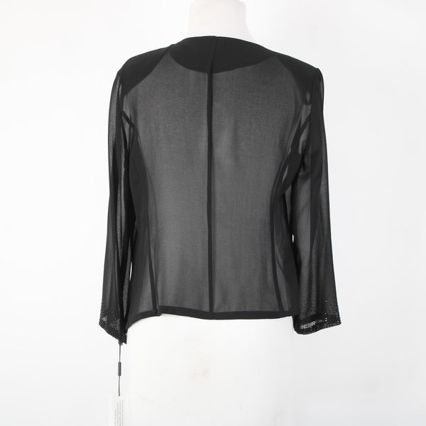Calvin Klein NEW $69 Sz S Black Rhinestones Sheer 100% Polyester Wrap Sweater