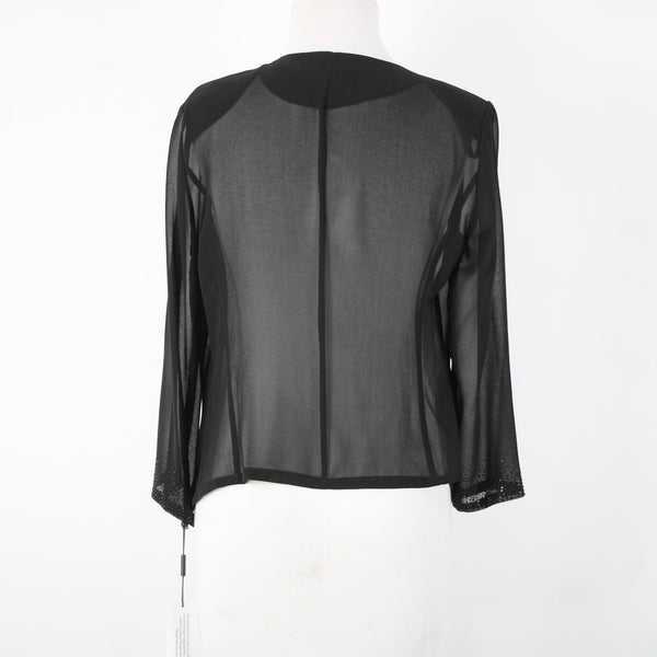 Calvin Klein NEW $69 Sz S Black Rhinestones Sheer 100% Polyester Wrap Sweater