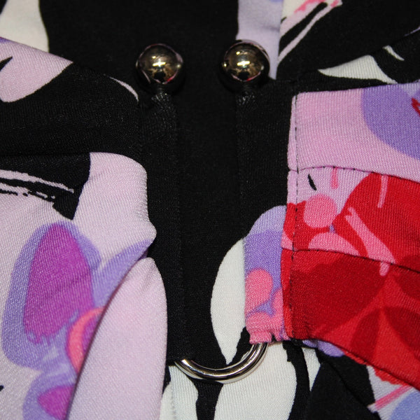 Calvin Klein Dress NEW $110 Sz 2x Black Purple Multi Color Floral Faux Wrap Poly