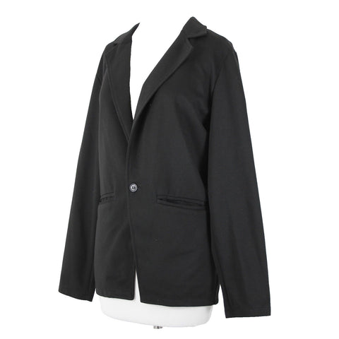 Allegra K Sz 38 Black Collared V Neck Button Pockets 100% Polyester Blazer