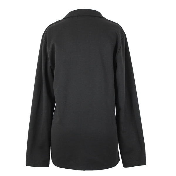 Allegra K Sz 38 Black Collared V Neck Button Pockets 100% Polyester Blazer