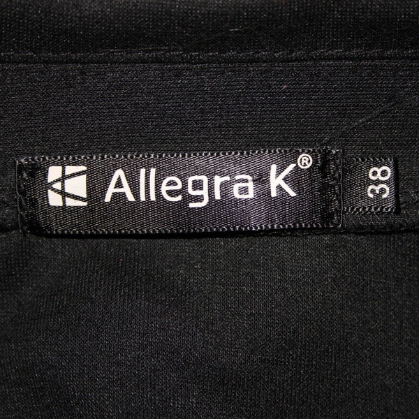 Allegra K Sz 38 Black Collared V Neck Button Pockets 100% Polyester Blazer