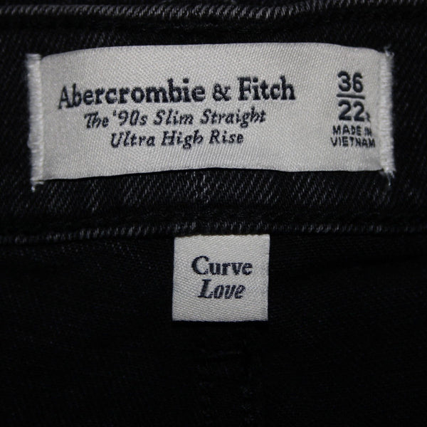 Abercrombie Fitch NEW $100 Curve Love Sz 36 22r x 31 Black Denim Cotton Jeans