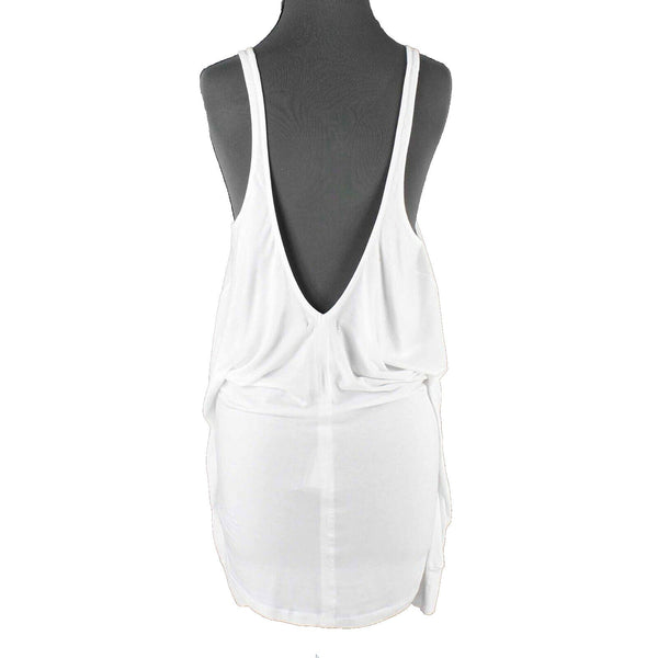 David Lerner NEW $115 Sz S White Cold Shoulder Cross Front Modal Blend Top