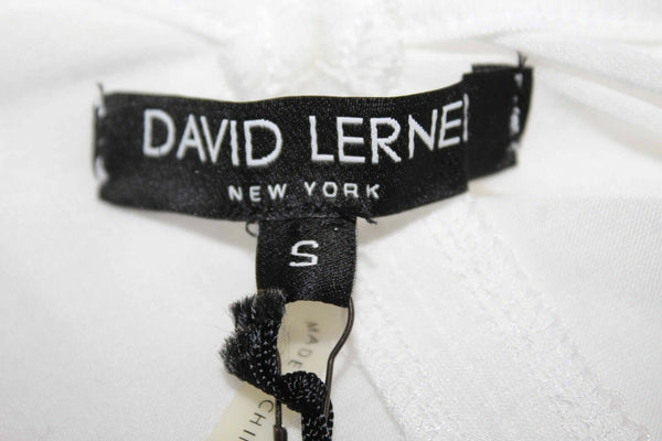 David Lerner NEW $115 Sz S White Cold Shoulder Cross Front Modal Blend Top