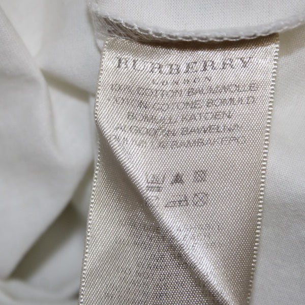 Burberry Shirt White Front Pocket V Neck Short Sleeve 100% Cotton Tee Shirt