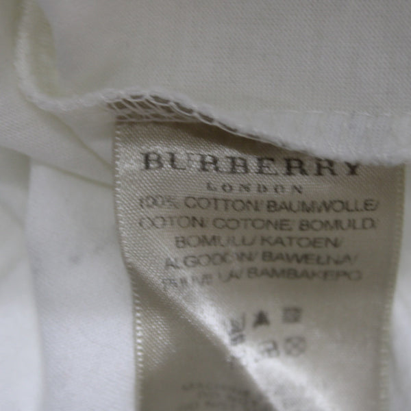 Burberry Shirt White Front Pocket V Neck Short Sleeve 100% Cotton Tee Shirt