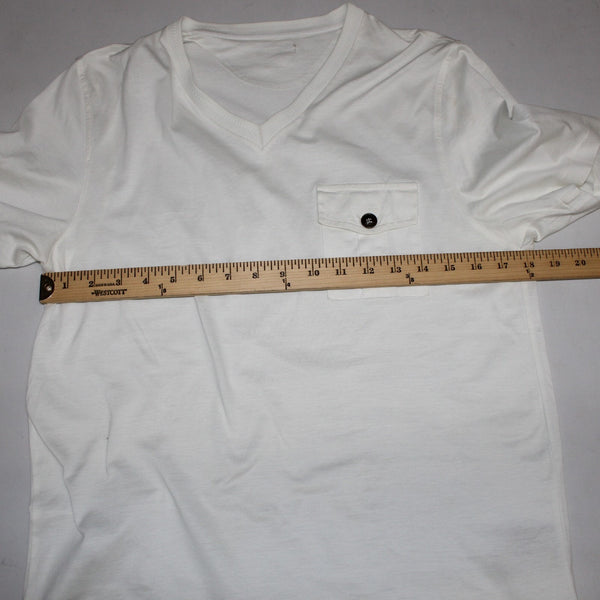 Burberry Shirt White Front Pocket V Neck Short Sleeve 100% Cotton Tee Shirt