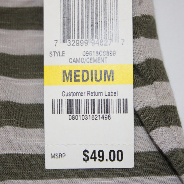 INC NEW $49 Utility Chic Sz M Green Tan Striped Cowl Neck Jersey Knit Top