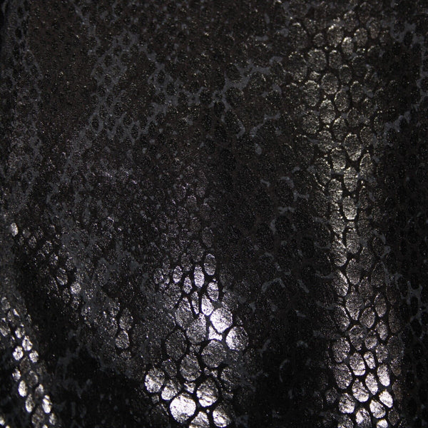 Adler Collection Sz L Black Reptile Print Collared Pockets Lined Leather Jacket