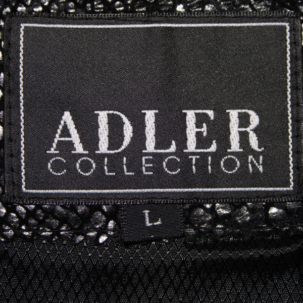 Adler Collection Sz L Black Reptile Print Collared Pockets Lined Leather Jacket