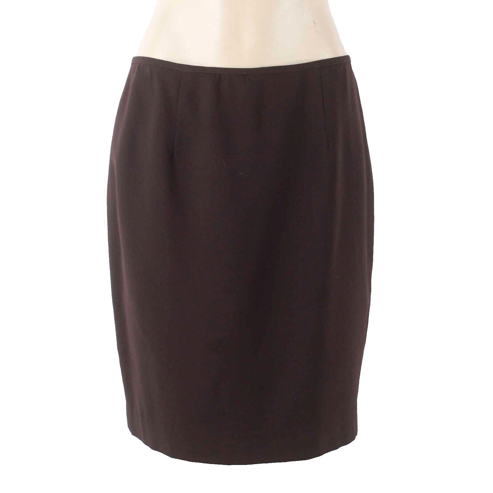 Folio Saks Fifth Avenue Sz 12 Brown Lined Kick Pleat Wool Blend Pencil Skirt