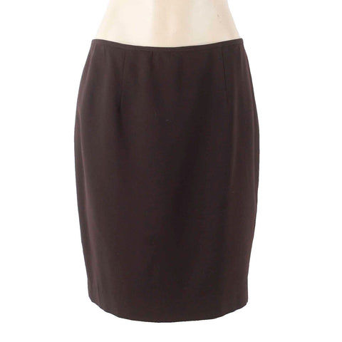 Folio Saks Fifth Avenue Sz 12 Brown Lined Kick Pleat Wool Blend Pencil Skirt