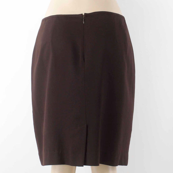 Folio Saks Fifth Avenue Sz 12 Brown Lined Kick Pleat Wool Blend Pencil Skirt