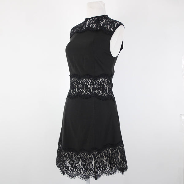 Lover Sz 6 Black Gray Lace Lined Sleeveless Acetate Rayon Spandex Dress