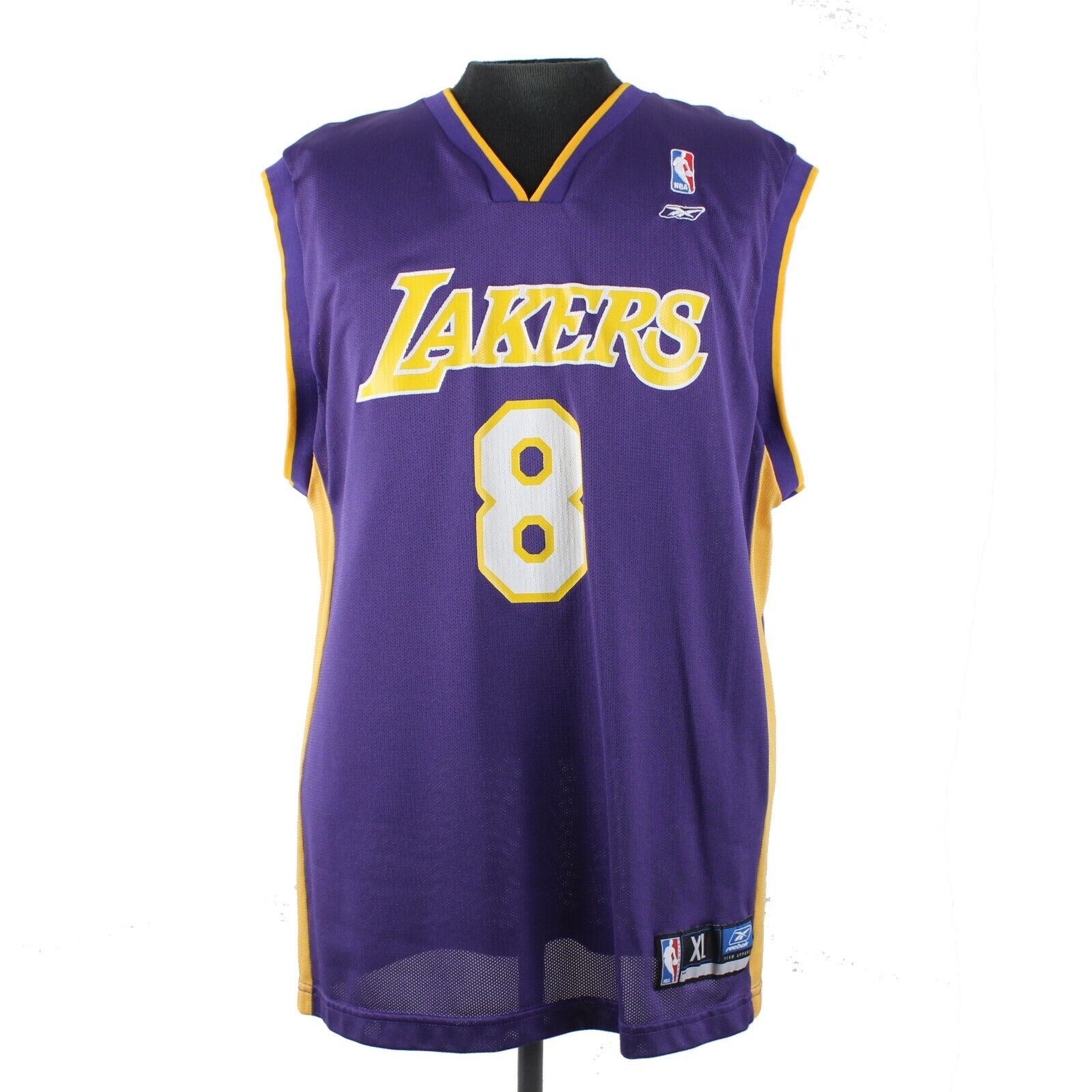 Reebox Lakers 8 Bryant Sz XL Purple Yellow 100% Nylon Jersey