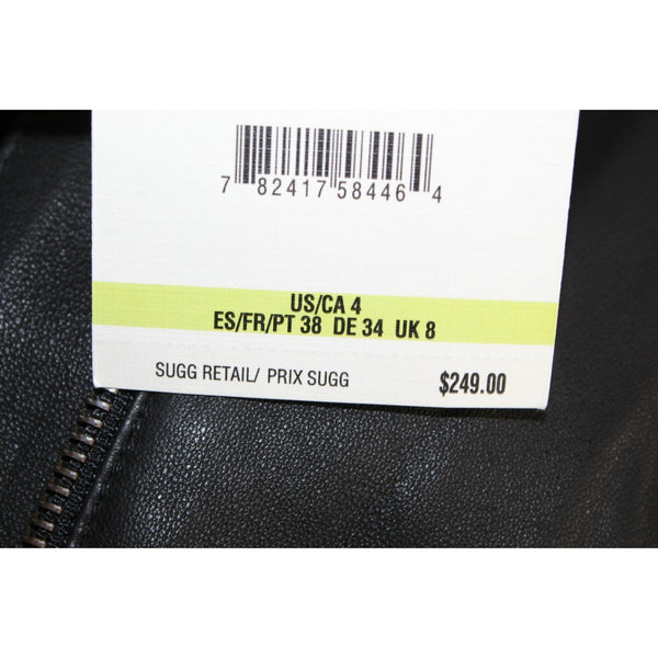 Anne Klein NEW $250 Sz 4 Black Zip Front 100% Leather Acetate Lined Jacket
