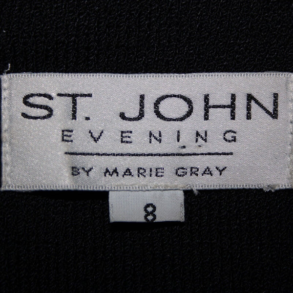 St John Evening Sz 8 Black White Paillette Rhinestones Santana Knit Jacket