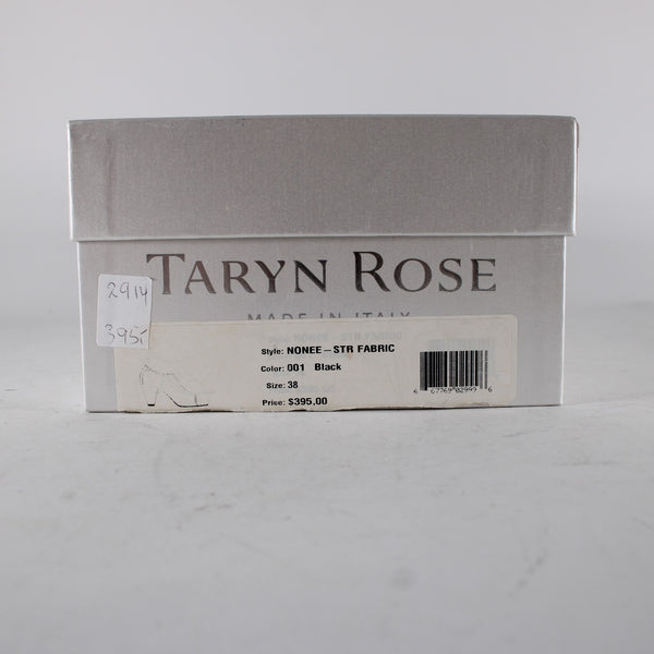 Taryn Rose Heels Sz 38 Black Open Toe Ankle Micro Fiber Leather Sole 3" Heels