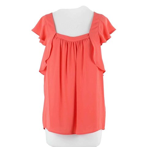 Meadow Rue Sz 8 Coral Flutter Back Sleeve 100% Polyester Top