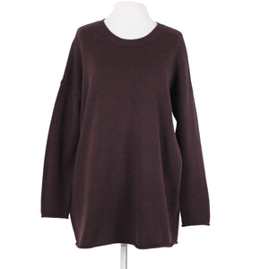 Eileen Fisher Sz SP Burgundy Black Over Size 100% Extra Fine Merina Wool Sweater