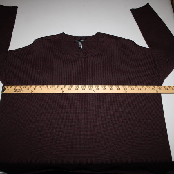 Eileen Fisher Sz SP Burgundy Black Over Size 100% Extra Fine Merina Wool Sweater