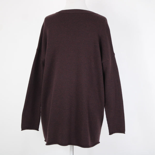 Eileen Fisher Sz SP Burgundy Black Over Size 100% Extra Fine Merina Wool Sweater