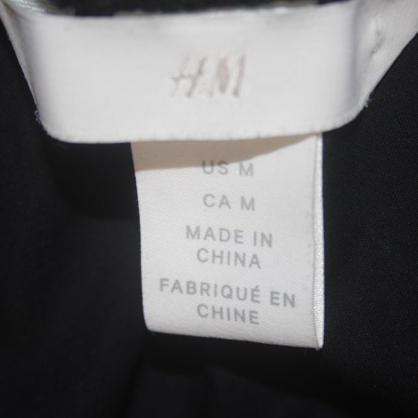 H & M Dress Sz M Black Ruffles Babydoll Puff Sleeves 100% Pamuk Dress